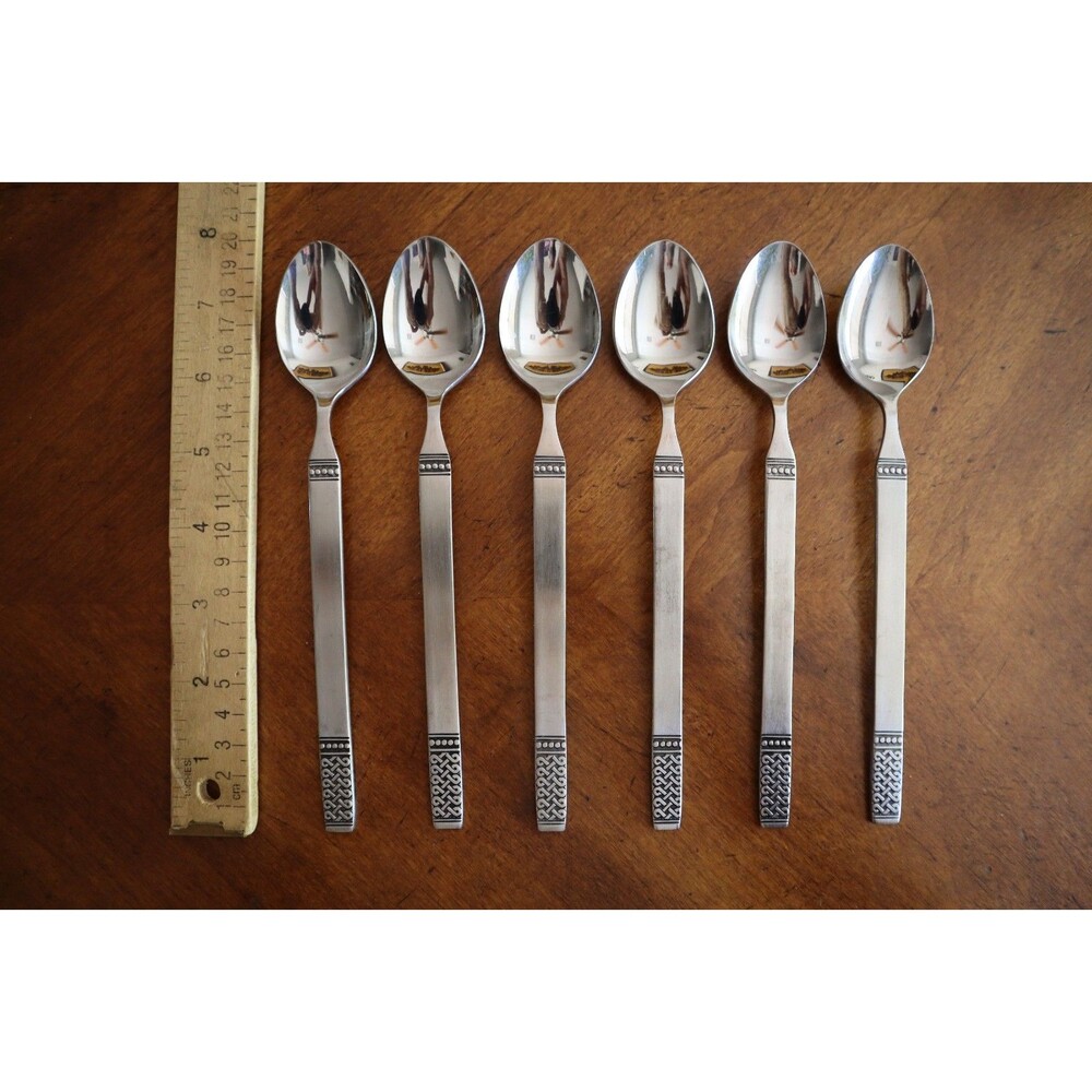 MSI Japan DANIKA Celtic Irish Knot Lot 6x Iced TeaSpoons Spoons 7.6" Stainless